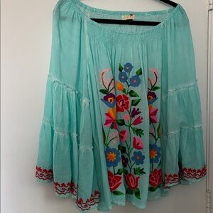 Rubyyaya bohemian embroidered, off shoulder, bell sleeve medium